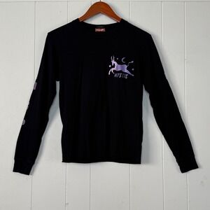 MOTHER Womens Black Mystic Boxy Graphic Long Sleeve Tee Size XS Witchy Goth Boho